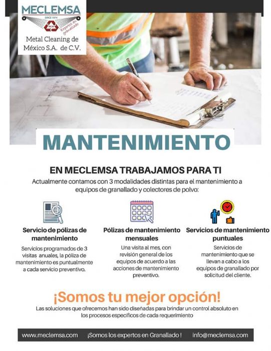 Mantenimiento a equipos de granallado.